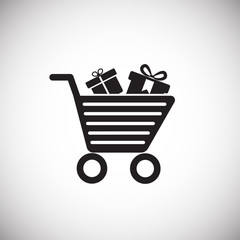 Wall Mural - Black friday shopping cart on white background icon