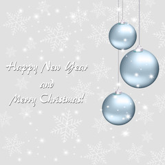 Wall Mural - Abstract Christmas background with snowflakes and ball