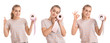 © New Africa - Set with young woman and toilet paper on white background