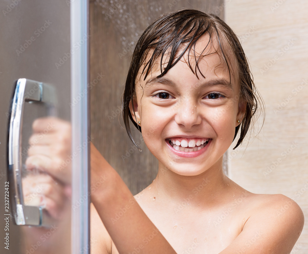 little girl bathing