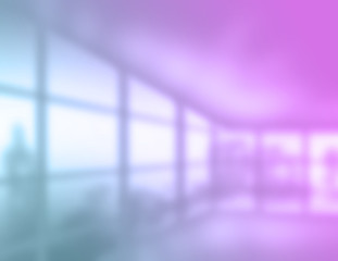 Canvas Print - blurred of interior office room with city building background