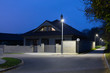 modern house with Led streetlight at night