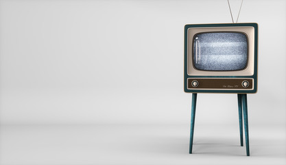 Wall Mural - Vintage TV receiver on white background 3d rendering