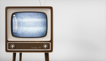 Wall Mural - Vintage TV receiver on white background 3d rendering