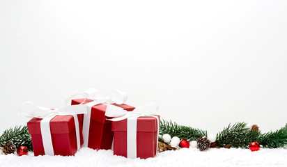 Red christmas holidays decoration on a white background