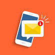© Belozersky - Message icon 3d. Reminder on screen smartphone. New email notification. Sms message concept in flat style. Isolated vector illustration.
