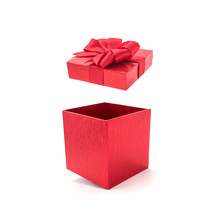 Open Beautiful Gift Box With Bow.