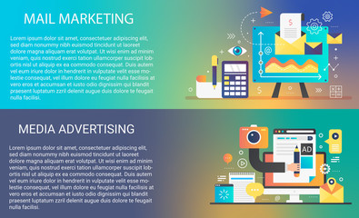 Aufkleber - Email mobile marketing in trendy dynamic gradient style concept with infographics icons elements collection.