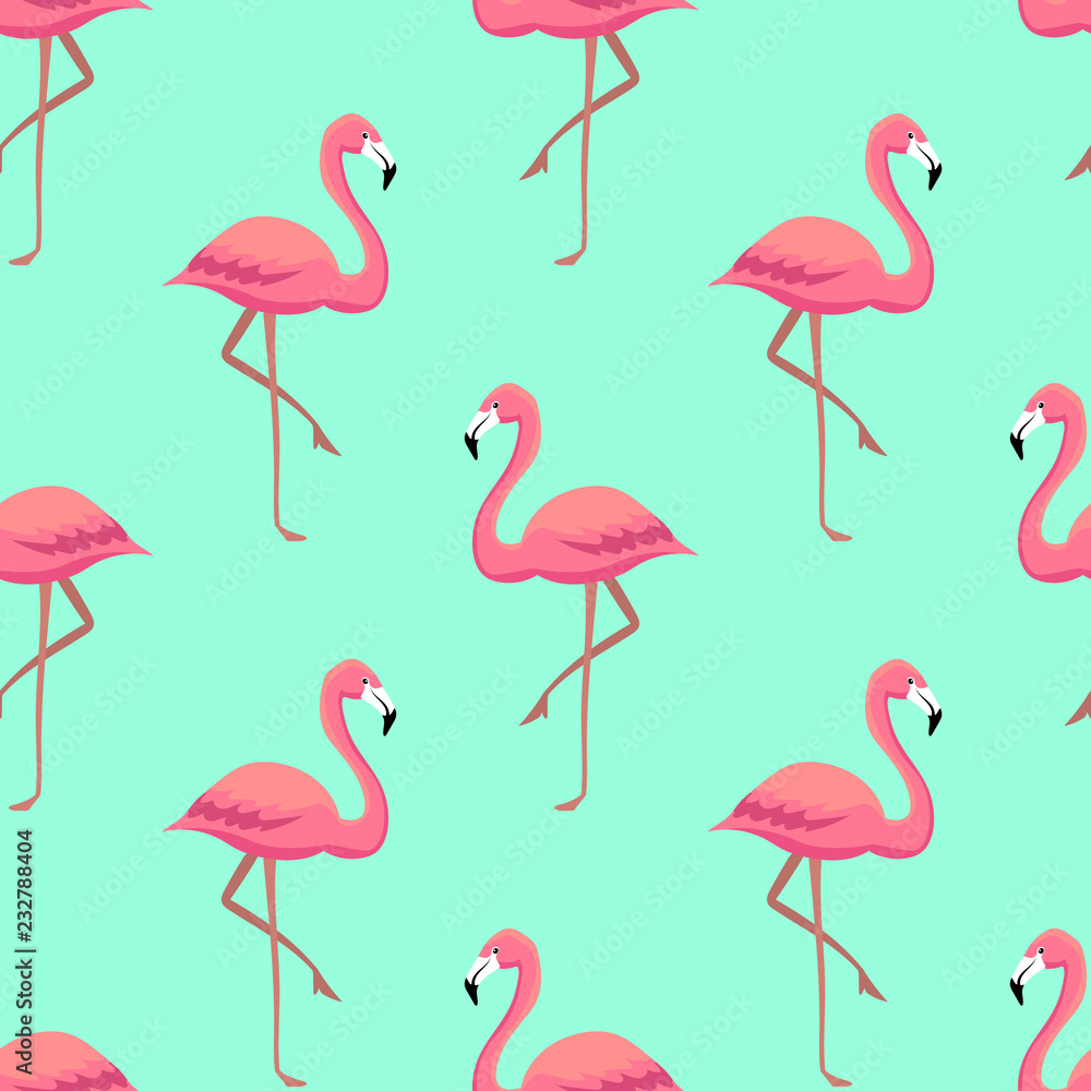 Pink flamingos seamless pattern Stock Vector | Adobe Stock