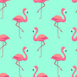  Pink flamingos seamless pattern
