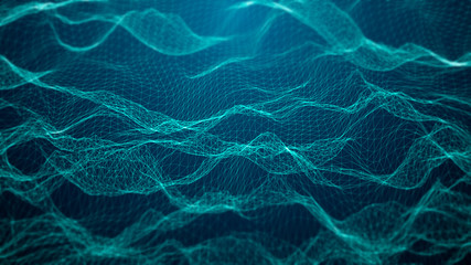 Wall Mural - blue smooth tech wavy background