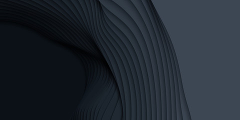 Wall Mural - vector 3d abstract background with paper cut shapes. dark carving art. paper craft landscape with gr