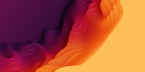 Wall Mural - vector 3d abstract background with paper cut shapes. colorful carving art. paper craft landscape wit