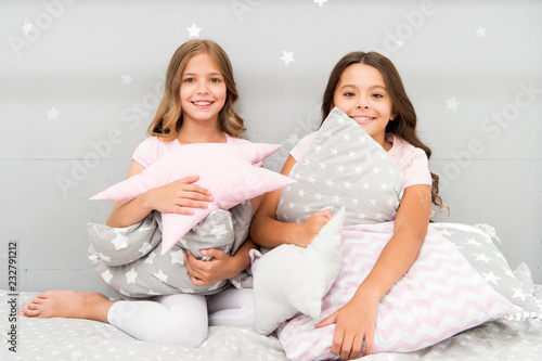 Girls Happy Best Friends Or Siblings In Cute Stylish Pajamas With