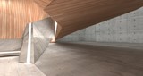Fototapeta Perspektywa 3d - Abstract  concrete and wood interior  with neon lighting. 3D illustration and rendering.
