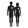 © elena3567 - silhouettes of man and woman with heart on a white background.