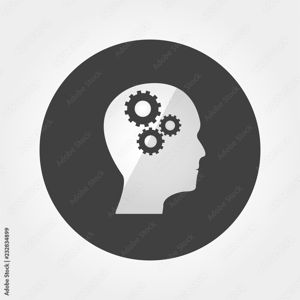 Head flat design vector web icon on gray background with shadow in eps10.