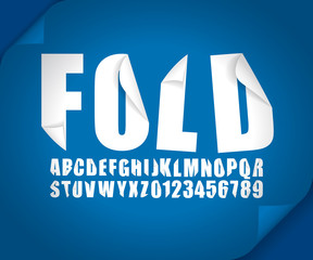 Modern 3d font fold curl bent ribbonin effect vector