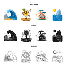 Vector illustration of natural and disaster logo. Collection of natural and risk stock symbol for web.
