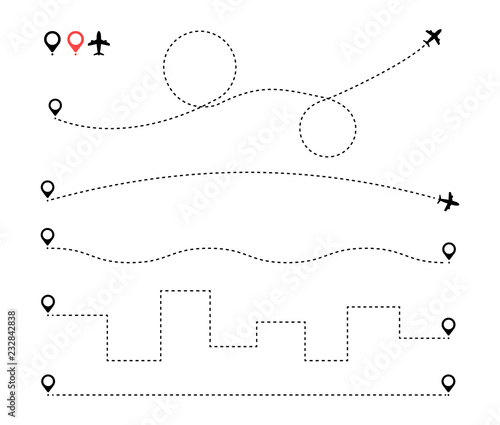 Fotomural Airplane is in a dotted line