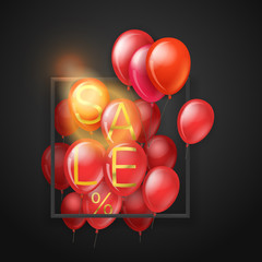 Poster - Black friday sale banner with black balloons. Vector illustration
