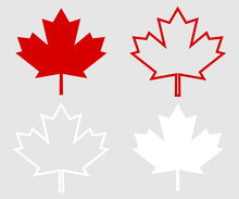 Set Of Canada Leaf. Red Maple Leaf