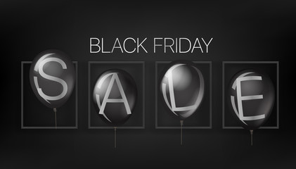 Aufkleber - Black friday sale concept with black balloons. Vector illustration