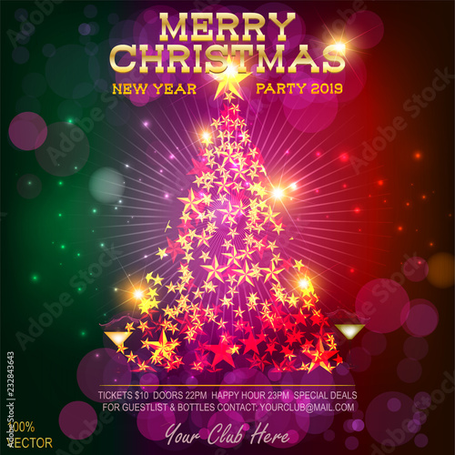 2019 merry christmas party invitation and happy new year christmas invitation card design