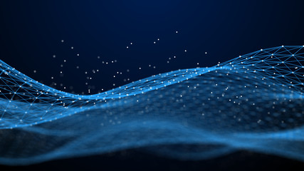 Fototapete - Abstract 3d rendering dots and lines. Technology background. Big data visualization. Artificial intelligence. Plexus.
