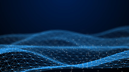 Fototapete - Abstract 3d rendering dots and lines. Technology background. Big data visualization. Artificial intelligence. Plexus.