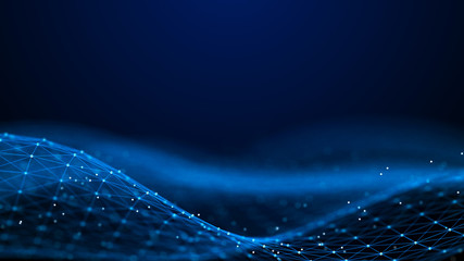 Fototapete - Abstract 3d rendering dots and lines. Technology background. Big data visualization. Artificial intelligence. Plexus.