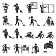 People cleaning icon set. Vector.