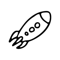 Wall Mural - Hand drawn rocket doodle. Sketch children's toy icon. Decoration element. Isolated on white background. Vector illustration