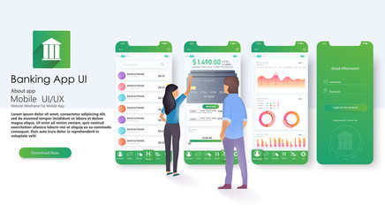 Poster - Financial analytics, digital financial services. Phone with a mobile interface of the payment system, money transfers and financial transactions. Vector illustration isometric style.