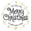 © lynxstocker - Merry Christmas and Happy New Year lettering template. Monochrome typography for Holiday Greeting Gift Poster. Winter holidays related typographic quote.