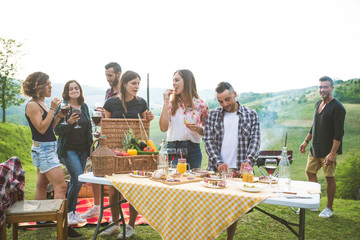 Wall Mural - Group of friends eating in the nature