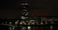 Establishing Shot Aerial View Of London Skyline Residential Buildings Night Cars