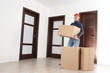 © dzmitrock87 - Mover with cardboard boxes in house