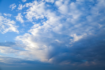 dark clouds in blue stormy sky, natural photo