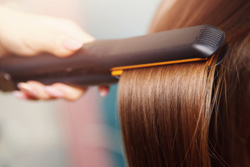 Hair iron straightening beauty care salon