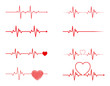 heart rhythm set, Electrocardiogram, ECG - EKG signal, Heart Beat pulse line concept design isolated on white background