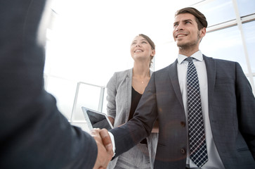 Wall Mural - close up.business people shaking hands.