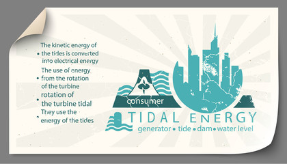 Wall Mural - Renewable energy from tidal energy templates infographics