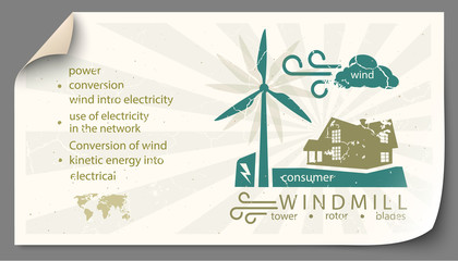 Wall Mural - Renewable energy from wind turbines templates infographics