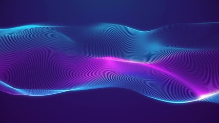 Wall Mural - 4k abstract loopable blue and violet wavy motion background. concept of futuristic animation.