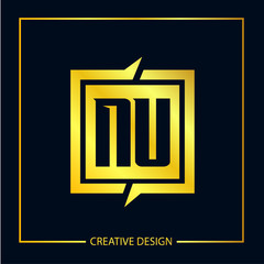 initial letter nu logo template design