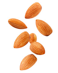 Sticker - 7456485 Falling almond isolated on white background, clipping path, full depth of field