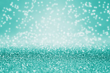 Teal And Turquoise Glitter Background For Happy Birthday, Christmas Or Diamond Jewelry Sparkle