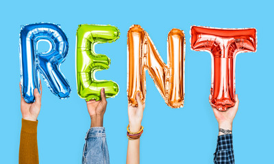 Sticker - Colorful alphabet balloons forming the word rent