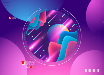 Wall Mural - futuristic horizontal vector gradient neon background
